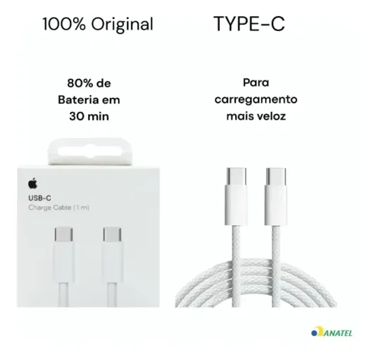 Cabo Apple Original Tipo-c/Tipo-C Novo Lacrado.