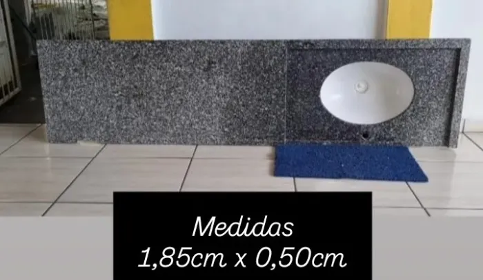 Pedra em Mármore com pia 1,85cm x 0,50cm