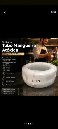 50 Metros Tubo Mangueira Engate Rápido Choppeira