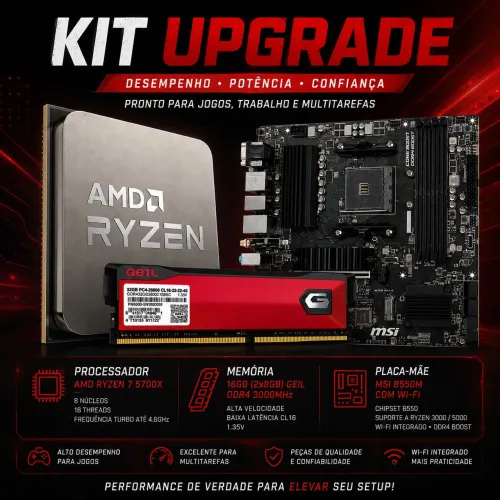 Kit Upgrade Ryzen 7 5700X + MSI B550M PRO-VDH WiFi + 16GB DDR4