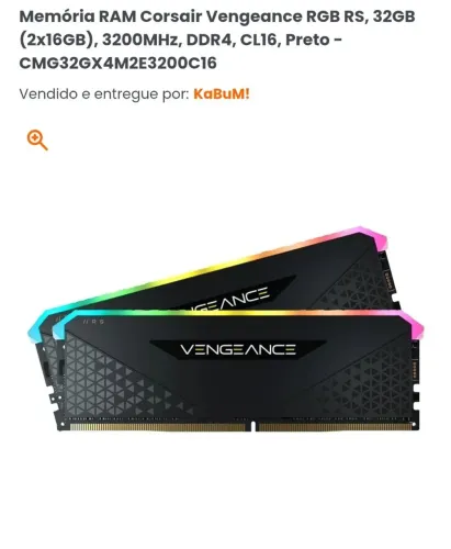 32GB Memória RAM RGB 2x16 3200MHz Corsair