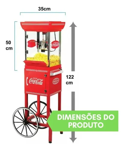 Carrinho De Pipoca Pipoqueira Elétrica Coca Cola Nostalgia Retrô