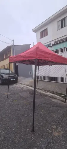 Tenda gazebo sanfonada e articulada com lona 2x2 de aço (vermelha)