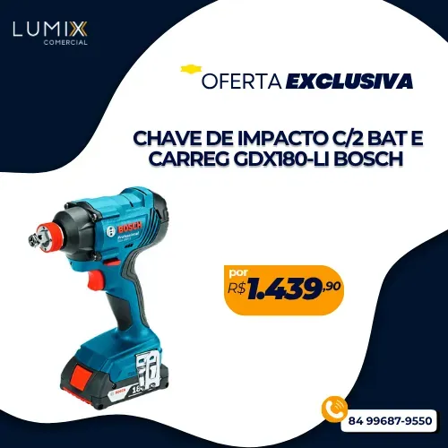 CHAVE DE IMPACTO C/2 BAT E CARREG GDX180-LI BOSCH