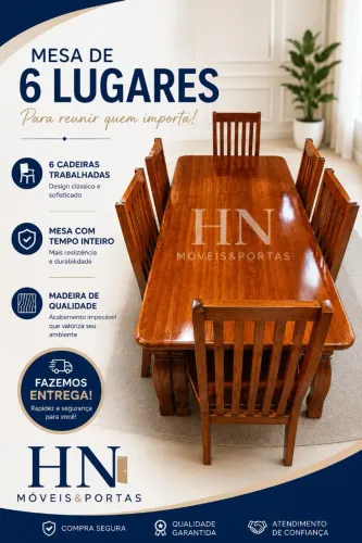 MESA COM 6 CADEIRAS (TAMPO INTEIRO) ANGELIM