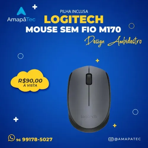 Mouse Wireless Logitech M170 Cinza