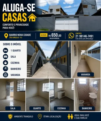 ALUGA-SE CASA EM CONDOMÍNIO - NOVA CIDADE, SÃO GONÇALO