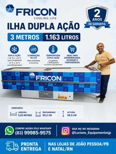 ILHA DUPLA AÇÃO 3 METROS 1.163 LITROS FRICON 