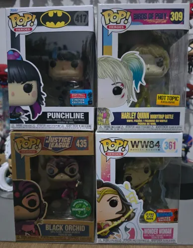 Funko Pop! Lote DC Harley Wonder Woman Black Orchid Punchline