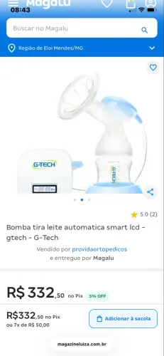 Bomba de tirar leite automática g-tech smart lcd