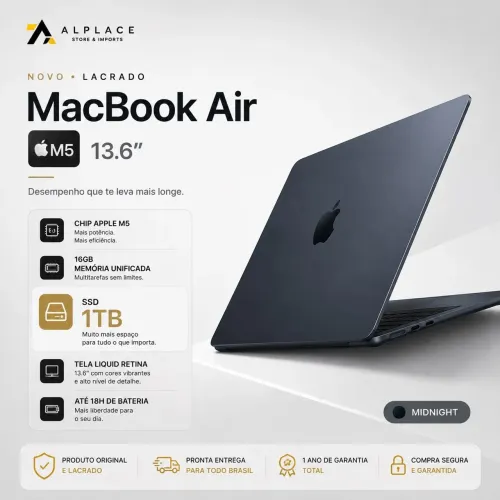 MacBook Air M5 - 1TB SSD 16GB Ram - Novo - Nota fiscal - 1 ano de garantia