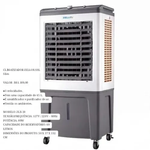 Climatizador 60 litros - novo na caixa
