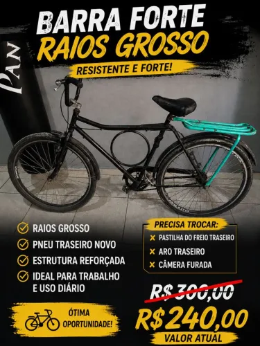 Bicicleta barra forte raios grossos aro 26