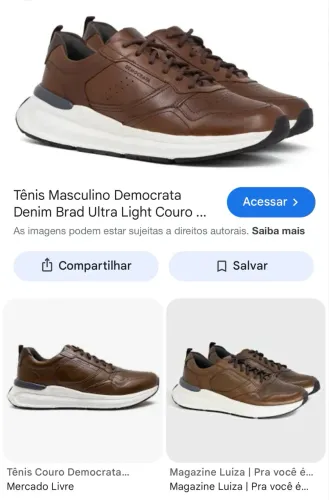 sapatênis masculinos Democrata da linha Denim Brad Ultra Light na cor caramelo.