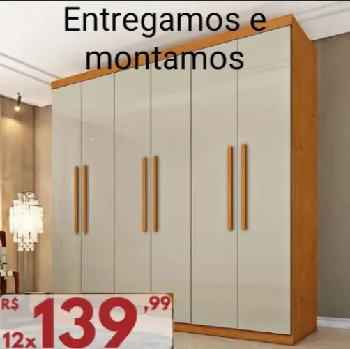 Guarda-Roupa Casal Lagos 6 Portas 4 Gavetas Cinamomo/Off White - Tcil Móveis
