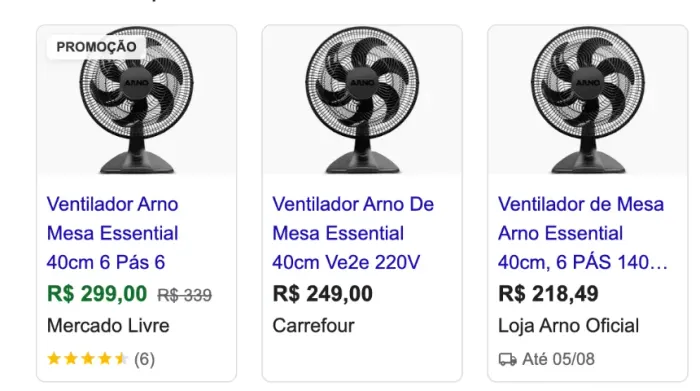Ventilador de Mesa Arno 40cm 6 Pás Essential VE2E
