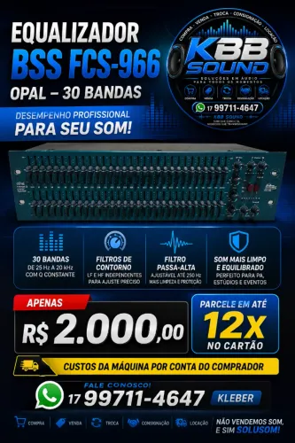 EQUALIZADOR GRÁFICO PROFISSIONAL BSS FCS-966 OPAL