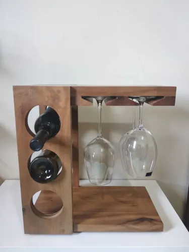 Mini Adega para Garrafas de Vinho e Taças Compacta 40 X 40 CM Por 22 CM Cor Madeira Natu