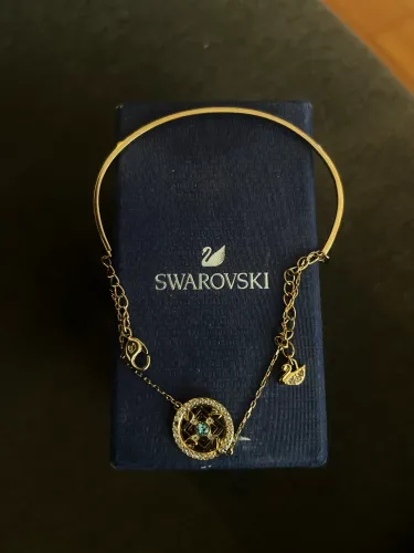 Bracelete Swarovski Symbolic Mandala Dourado e Cristal Verde - Na Caixa Original
