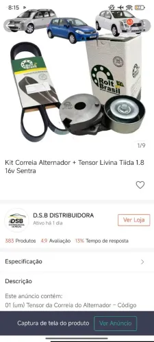 Correia alternador (acessórios) Tiida Versa Sentra 1.8
