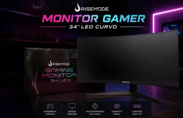 Monitor Gamer Curvo Rise Mode Elite 34", QHD, 165Hz, 1ms