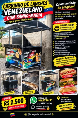 ? carrinho de lanche Venezuelano c/ banho-maria _ R$ 2500
