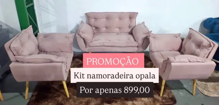 Poltronas com namoradeira KIt 3 produtos, diversas cores, entrega rápida 