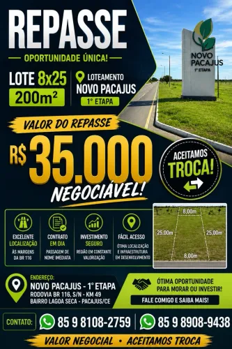 Repasse de Lote na BR-116 - Novo Pacajus aceitamos negociação