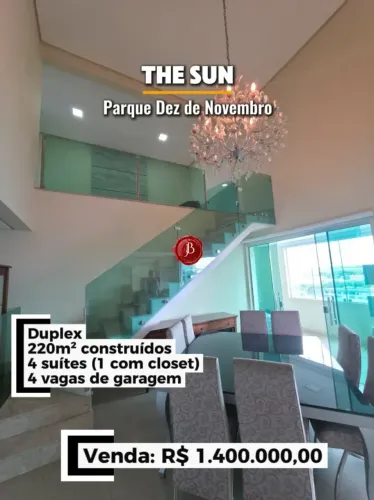 Cond. The Sun | Apartamento Duplex, 220m², 4 Suítes | Venda | Parque Dez