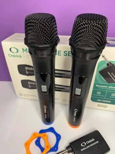 Microfone sem Fio Duplo Onistek com Receptor ON-MC825