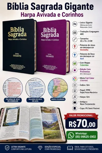Bíblia Sagrada Letra Gigante | Com Harpa Avivada e Corinhos