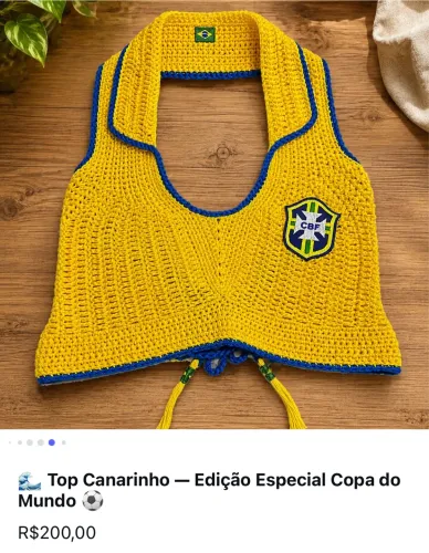 Top canarinho em crochet 