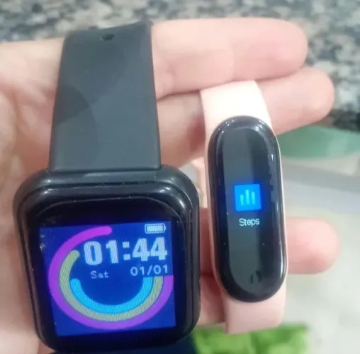 SMARTWATCH D20 PRETO + SMARTBAND ROSA