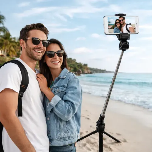 Pau De Selfie Bastão Stick Retrátil Profissional Ação Com Mini Controle Remoto Bluetooth