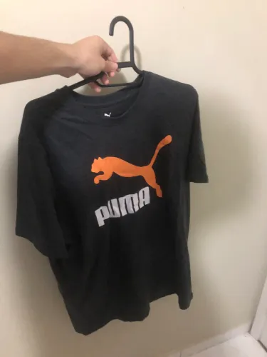 Camiseta Puma Masculina Preta com Logo Laranja - Original - Tam M