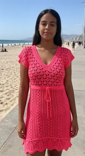 Vestido saída de praia rosa tamanho M