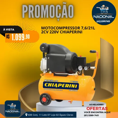 Motocompressor 7,6 Pés 21L 2HP 116PSI 220V CHIAPERINI-MC7.6/21L