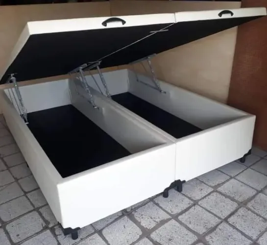 PROMOÇÃO BASE BAÚ QUEEN BIPARTIDA 1.58×1.98 FEITA COM MADEIRA EUCALIPTO REFLORESTADA 