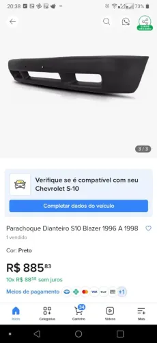 Para-choque dianteiro da s10 99/2000 