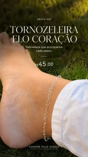 Tornozeleira Elo Coração Prata 925