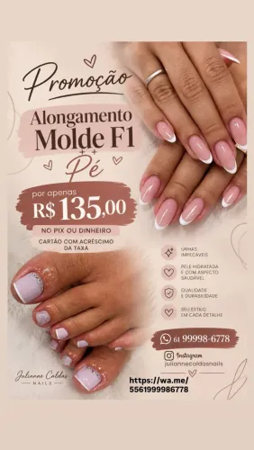Alongamento de unha + pedicure