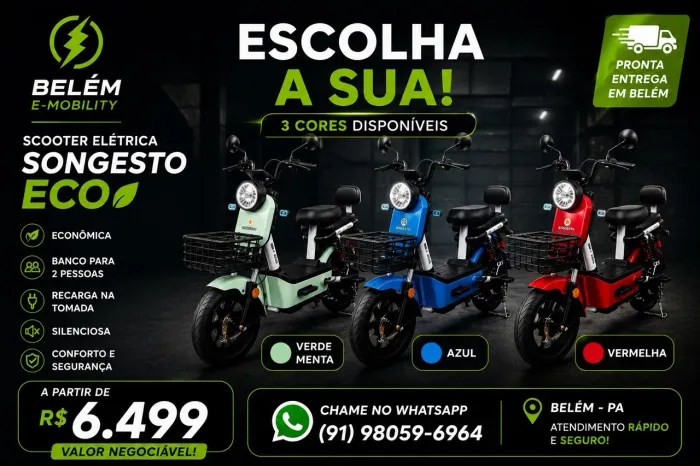Scooter Elétrica Songesto ECO 2 Lugares | Nova | Pronta Entrega