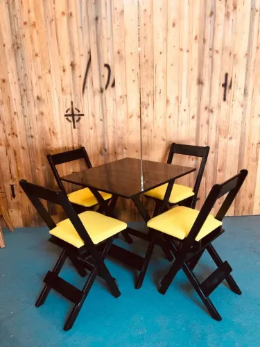 Kit de mesa de boteco com estofado, 70x70 em madeira