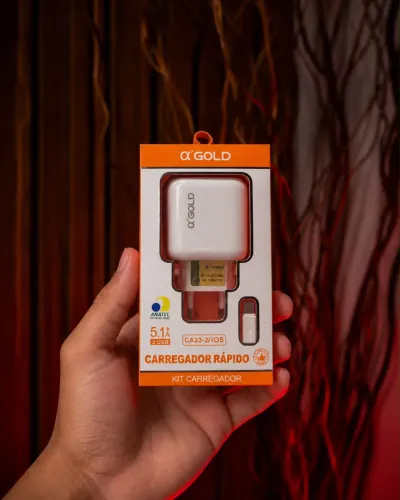 Kit Carregador Completo USB para iPhone 5.1A 25W CA23-2 A?Gold