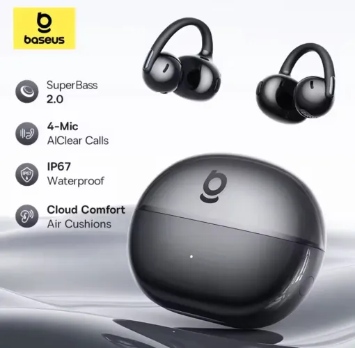 Fones de Ouvido TWS Baseus Bowie MC2 AIR Clip-on, Bluetooth 6.0 Esportivos