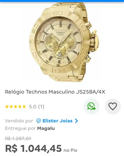 RELÓGIO TECHNOS LEGACY Dourado (Super Novo)$520,00