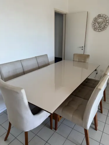 Jogo de Mesa de Jantar 2,00 x 1,00 com 8 Cadeiras
