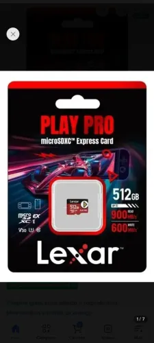 Cartão de memoria microsd express Lexar play pro 512gb original 1 mês de uso para switch 2