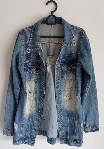 Jaqueta jeans femina alongado Tam P