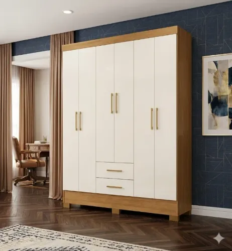 Guarda Roupa Natal 6 Portas Cinamomo Off White Novo